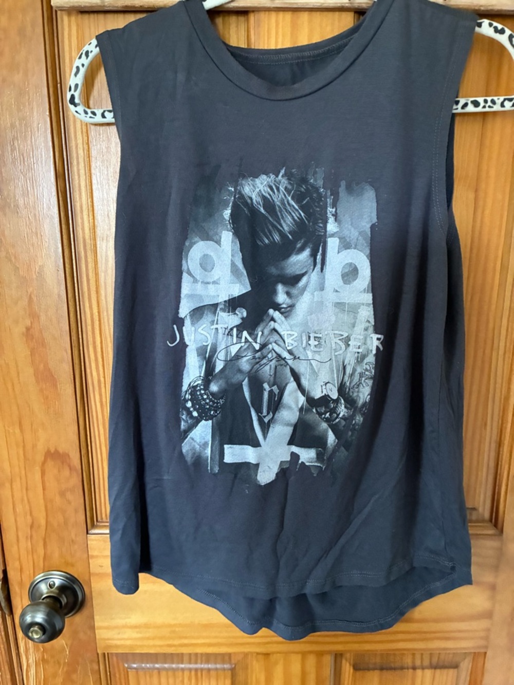 Justin Bieber gray Sleeveless Graphic Tee